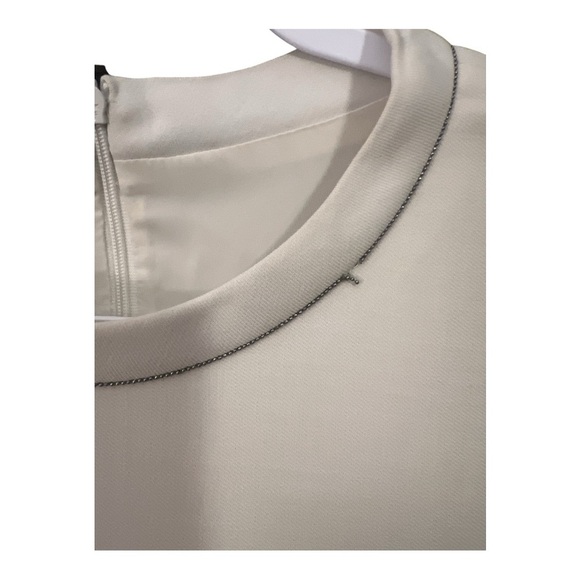 Brunello Cucinelli Ivory Monili Beaded Asymmetrical Wool Dress Tennis Preppy XL - Picture 3 of 8